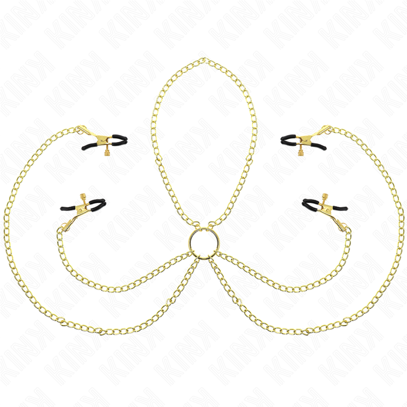 KINK - 4 Nippelklemmen und Klitorisklammern, verstellbar, Gold