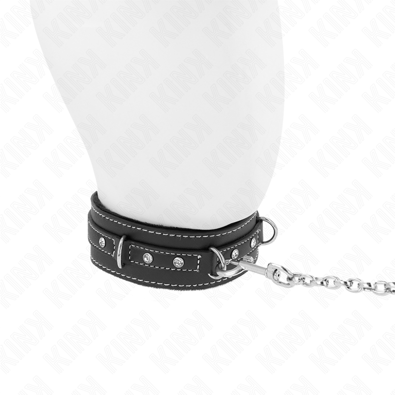 KINK - PVC Leder Halskette mit Gürtel 105 cm Strass Niete 41,5 x 4 cm
