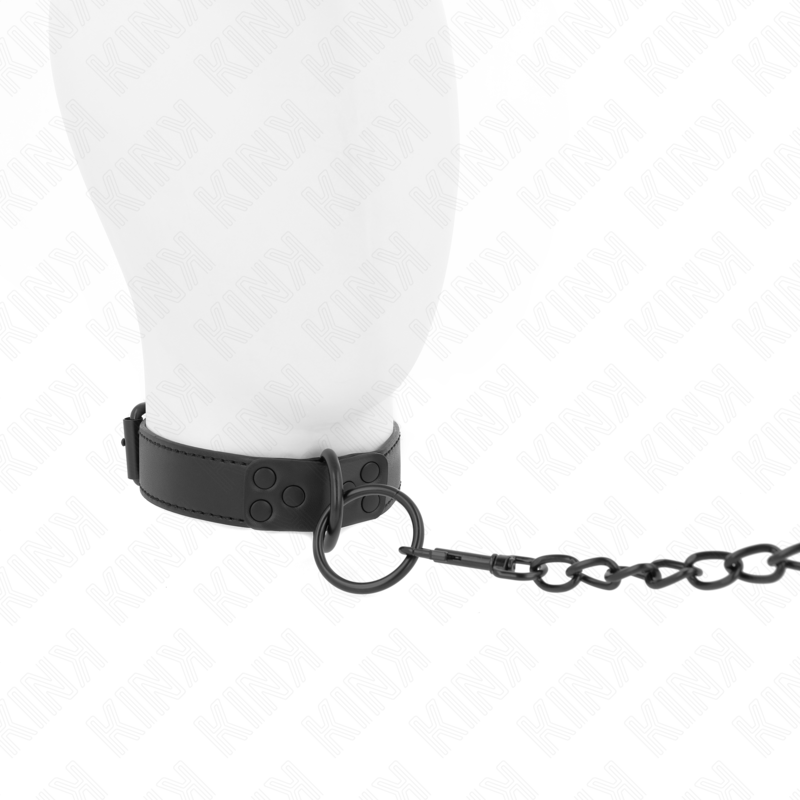 KINK - Halsband mit dunkler Leine 65 cm verstellbar 37-54 cm x 3 cm