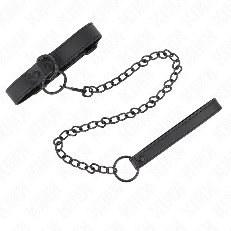 KINK - Halsband mit dunkler Leine 65 cm verstellbar 37-54 cm x 3 cm