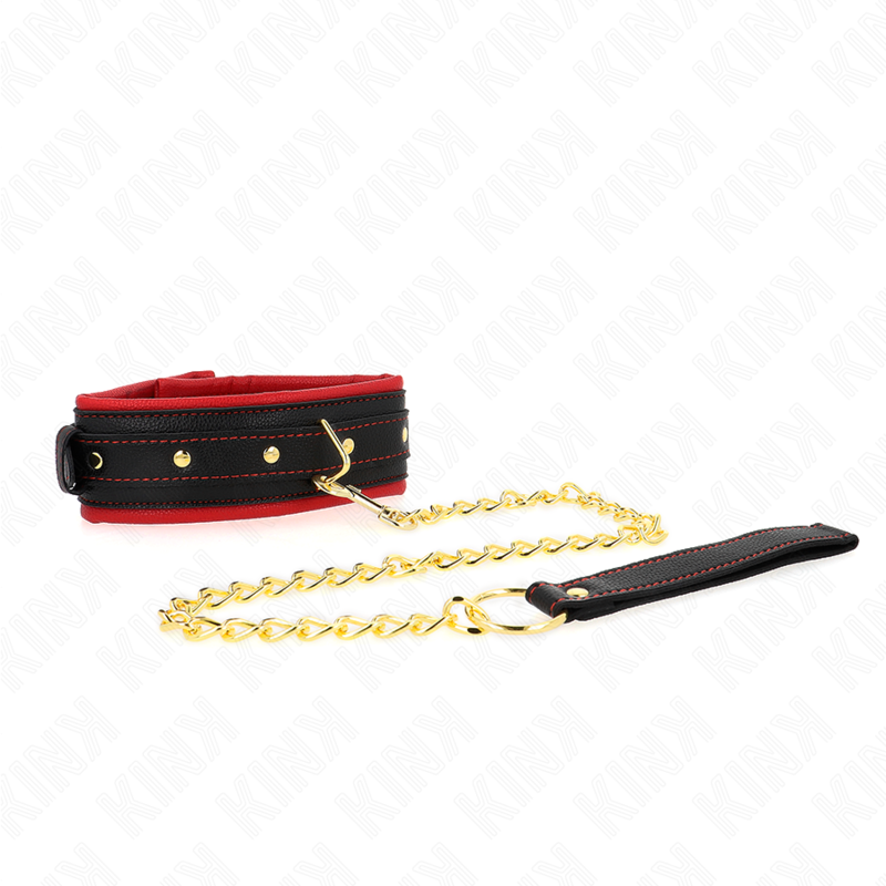 KINK - Halsband mit Leine aus einfachem Stoff, verstellbar 33-48 cm x 5,7 cm