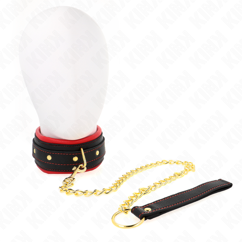 KINK - Halsband mit Leine aus einfachem Stoff, verstellbar 33-48 cm x 5,7 cm