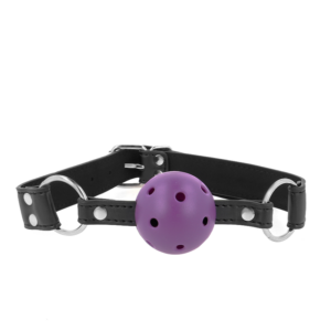 KINK - Atmungsaktiver Ball 4 cm Knebel mit Doppelniet Lila 62,5 x 2,5 cm verstellbar 42-58 cm