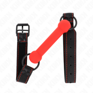 KINK - Knochengag mit Kunstlederband Rot verstellbar 41-57 cm