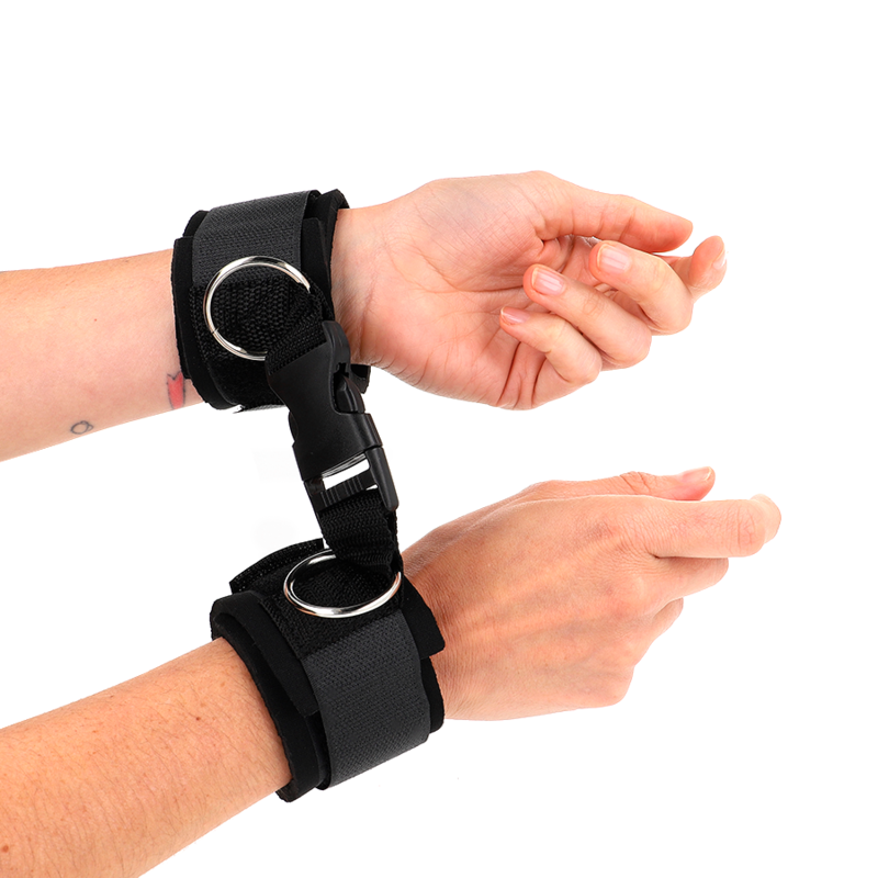 KINK - Neopren Handgelenkfesseln mit Klettverschluss Schwarz verstellbar 22-34 cm