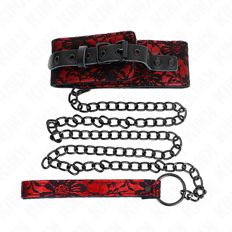 KINK - SPITZENKETTE MIT ECHTLEDERGÜRTEL 105 CM / 44 X 5,5 CM