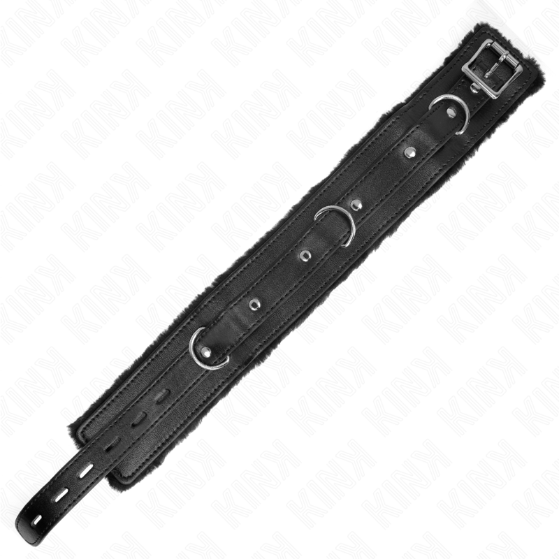 KINK - Halsband mit Leine 65 cm mit Einschränkungen Schwarz 36-42 cm x 5,5 cm