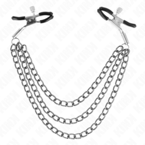 KINK - Nippelklemmen mit 3 Ketten Schwarz 20/23/28 cm