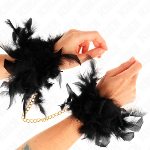 KINK - Federhandmanschetten mit Goldkette Modell 1