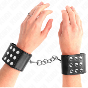 KINK - Handgelenkfesseln mit Druckverschluss Schwarz verstellbar 19-24 cm x 5,5 cm