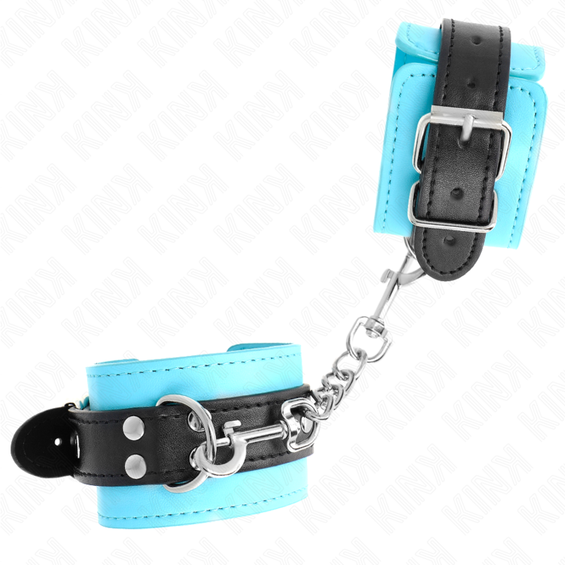 KINK - Haken-Handfesseln Blau Pelzgefüttert Verstellbar 20-28 cm x 5,5 cm