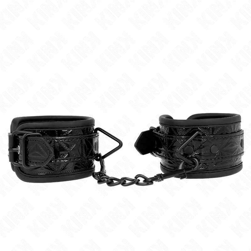 KINK - Handgelenkfesseln mit Rautenmuster, Schwarz, verstellbar, 17-26 cm x 5,5 cm