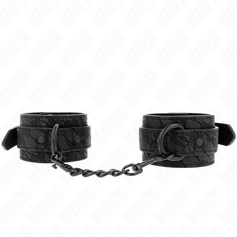 KINK - Mit dunkler Spitze überzogene Handgelenkmanschetten verstellbar Schwarz 19-26 cm