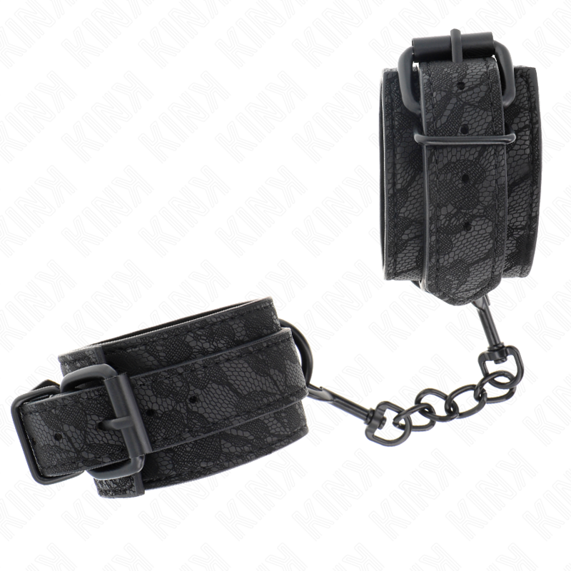 KINK - Mit dunkler Spitze überzogene Handgelenkmanschetten verstellbar Schwarz 19-26 cm