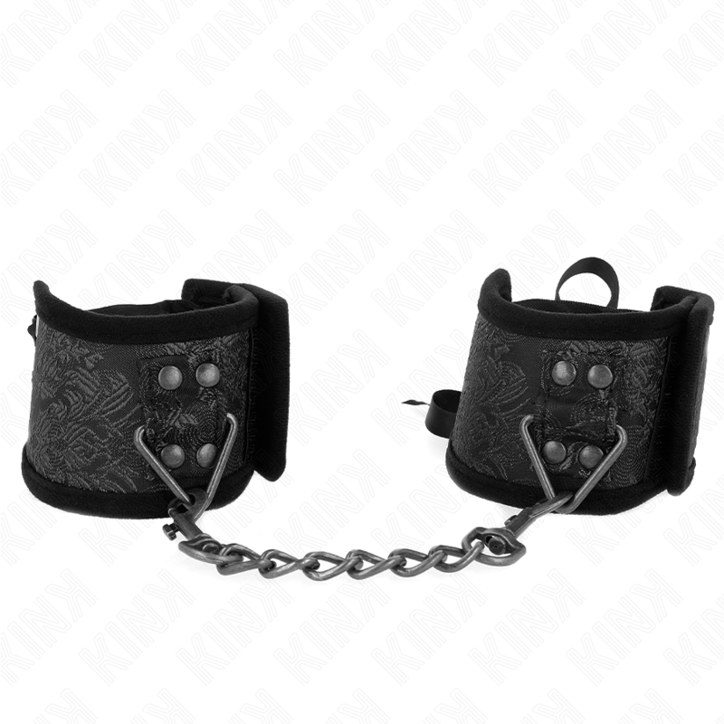 KINK - SCANDAL HANDGELENKSFESSELN SCHWARZ MIT SPITZENDETAILS 24,5 CM X 6,5 CM