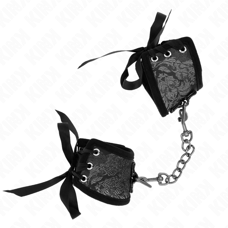 KINK - SCANDAL HANDGELENKSFESSELN SCHWARZ MIT SPITZENDETAILS 24,5 CM X 6,5 CM