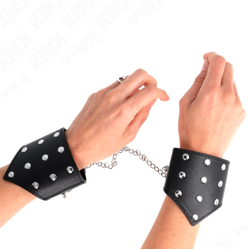 KINK - Schwarze Armbänder im Point-Stil mit Kette, verstellbar 17-23 cm x 8,5 cm