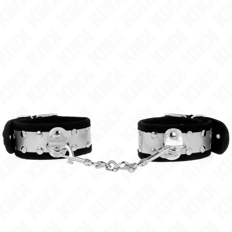 KINK - Dünne Handgelenksfesseln Schwarz/Silber 30 x 4 cm