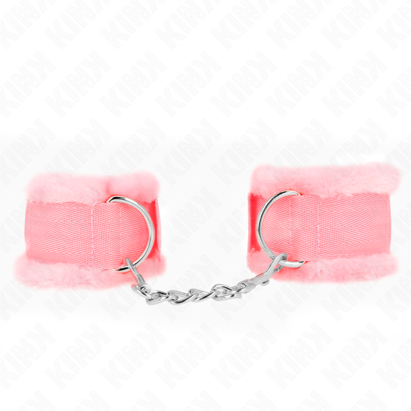 KINK - Pelzgefütterte Handgelenkfesseln Rosa Verstellbar 17-31 cm x 7 cm