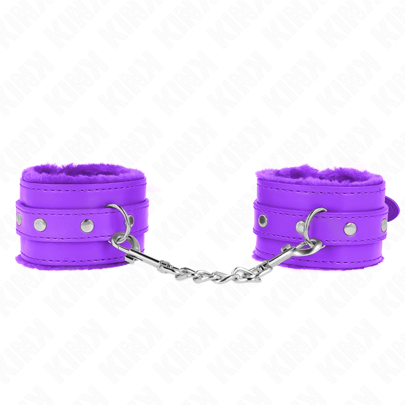 KINK - PREMIUM PELZGEFÜTTERTE HANDGELENKFESSELN LILA MIT VERSTELLBAREM LILA GÜRTEL 17-29 CM X 6 CM