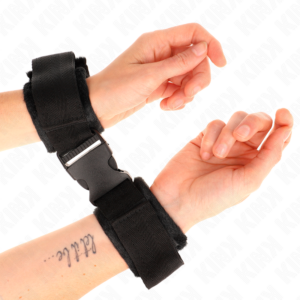 KINK - Nylon Bind-Handfesseln mit Klettverschluss Rot-Schwarz Modell 1 Verstellbar 25-35 cm x 6 cm