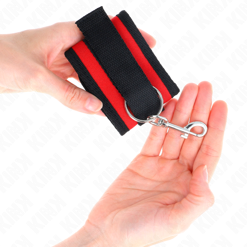 KINK - Nylon Bind-Handfesseln mit Klettverschluss Rot-Schwarz Modell 2 Verstellbar 18-35 cm x 6 cm