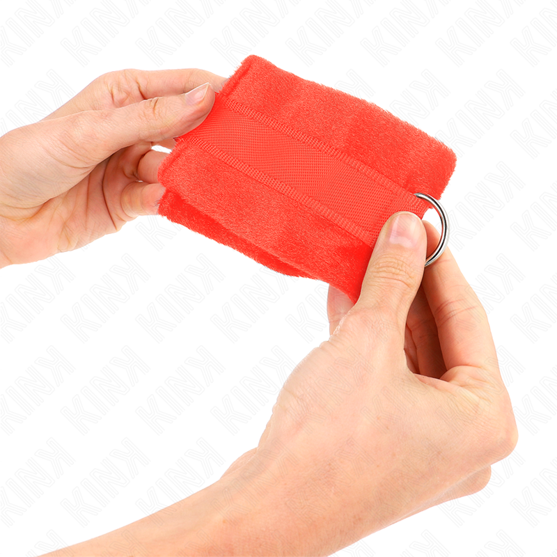KINK - BEGINNER Pelzhandschellen Rot 30 x 7 cm