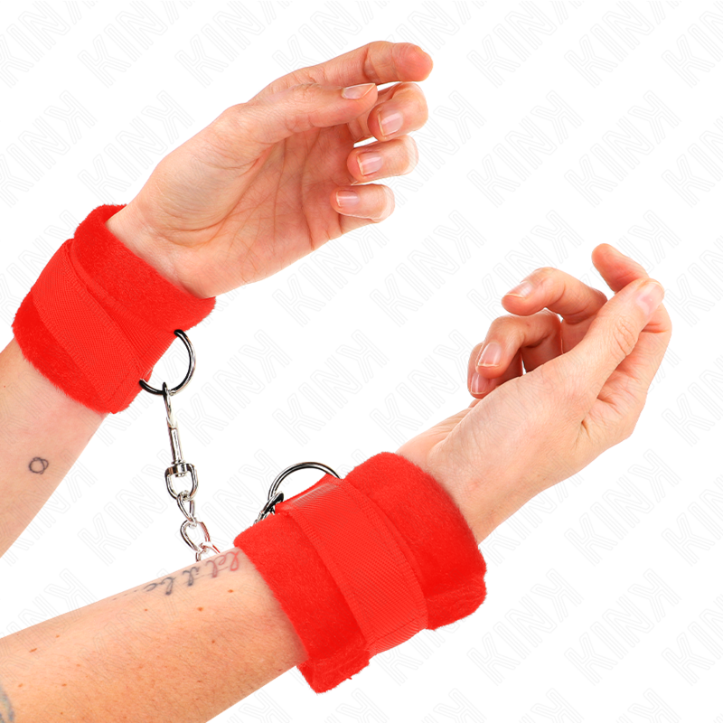 KINK - BEGINNER Pelzhandschellen Rot 30 x 7 cm
