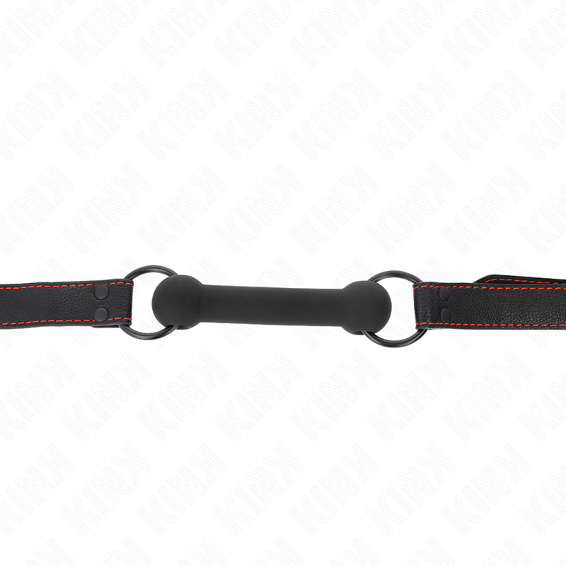 KINK - Knochen-Gag mit Kunstledergurt Schwarz verstellbar 41-57 cm