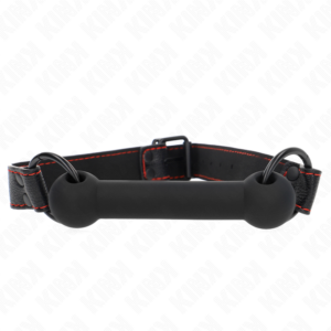 KINK - Knochen-Gag mit Kunstledergurt Schwarz verstellbar 41-57 cm