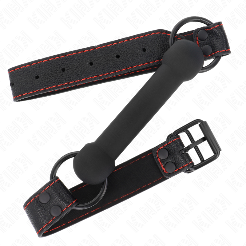KINK - Knochen-Gag mit Kunstledergurt Schwarz verstellbar 41-57 cm