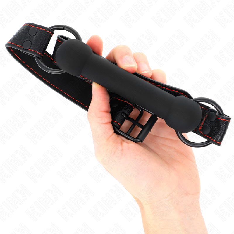 KINK - Knochen-Gag mit Kunstledergurt Schwarz verstellbar 41-57 cm