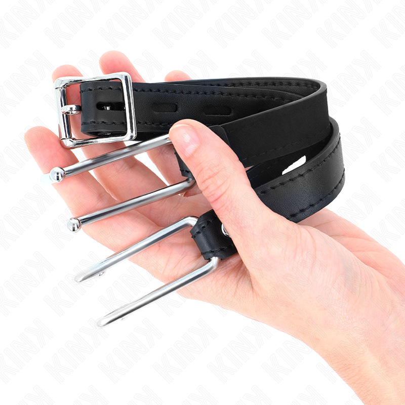 KINK - METALLHAKENKNEBEL 11,5 CM MIT VERSTELLBAREM KUNSTLEDERBAND 39-58 CM X 2 CM