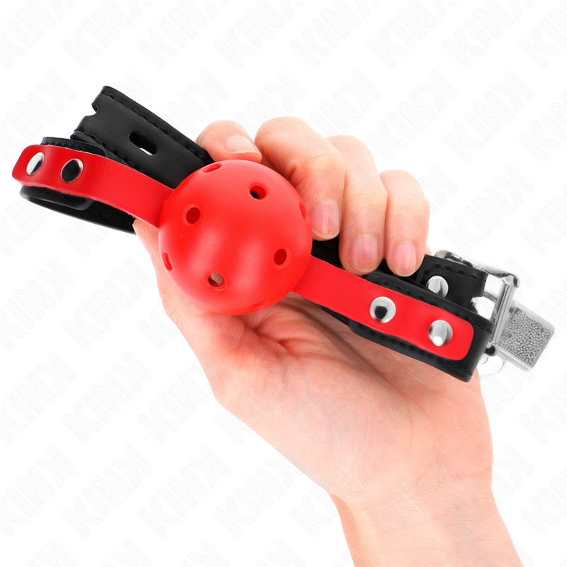 KINK - Rote Hohlkugel, 4 cm, Knebel, schwarzer Gurt 60 x 2 cm, verstellbar 37-52 cm