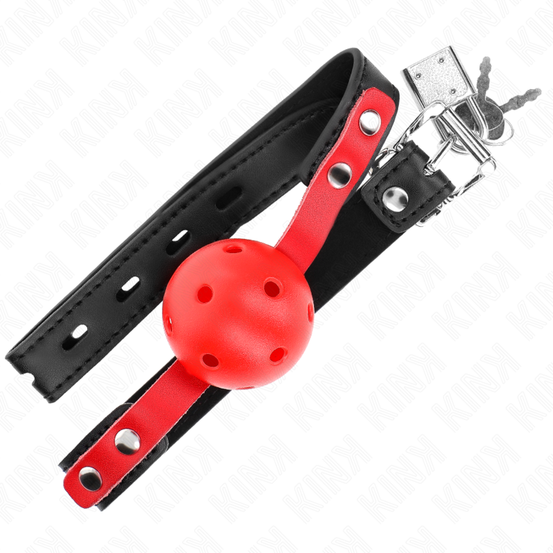 KINK - Rote Hohlkugel, 4 cm, Knebel, schwarzer Gurt 60 x 2 cm, verstellbar 37-52 cm