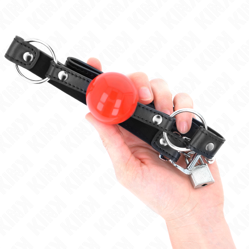 KINK - BALL 4 CM KNEBEL MIT SCHLOSS ROTE KUGEL SCHWARZER GURT 60 x 2 CM