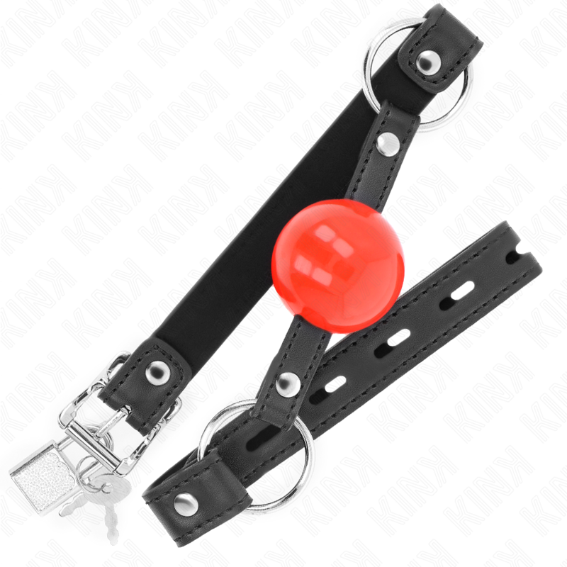 KINK - BALL 4 CM KNEBEL MIT SCHLOSS ROTE KUGEL SCHWARZER GURT 60 x 2 CM
