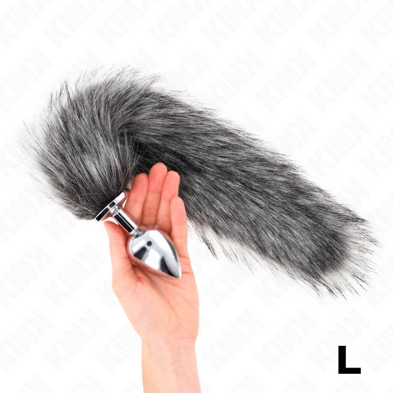 KINK - Analplug Größe L 10 x 4 cm mit Kunststoffschwanz 40 cm Grau