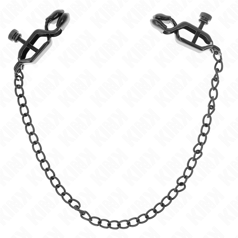 KINK - Flache Kette Nippelklemmen Schwarz 30 cm