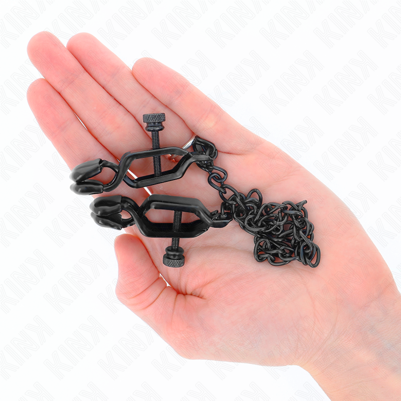KINK - Flache Kette Nippelklemmen Schwarz 30 cm