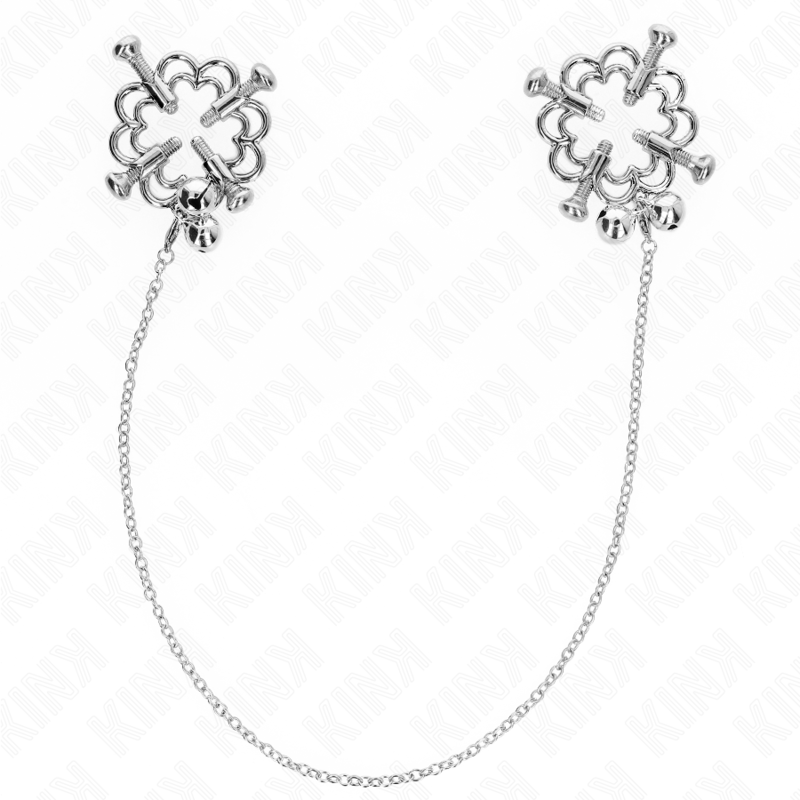 KINK - Metallische Blumen-Nippelklemmen mit Kette