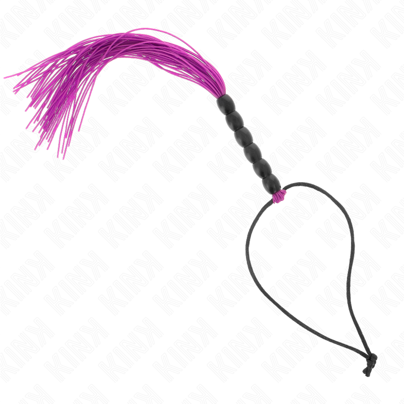 KINK - Mini Silikonpeitsche mit 6 Lila Perlen 26 cm