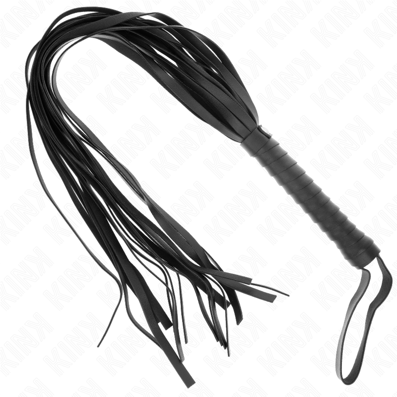 KINK - Schwarze Peitsche mit kurzem Griff und langem Schwanz 70 cm