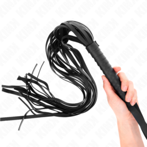 KINK - Schwarze Peitsche mit kurzem Griff und langem Schwanz 70 cm