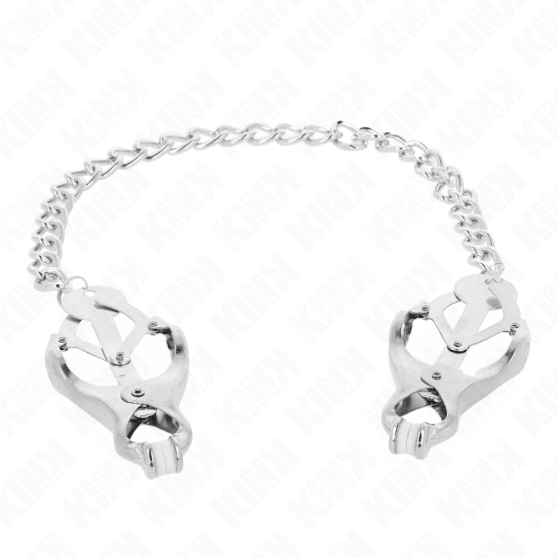 KINK - Japanische Kleeblatt-Nippelklemmen mit Kette Silber 30 cm