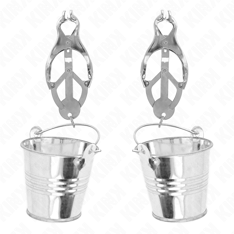 KINK - Japanische Kleeblatt-Nippelklemmen mit Eimer Silber