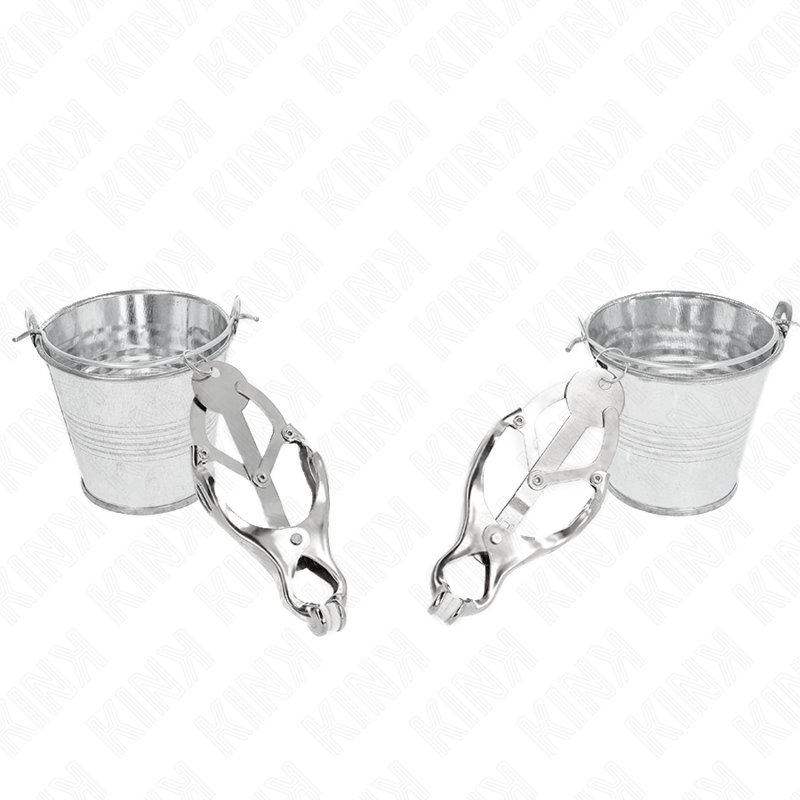 KINK - Japanische Kleeblatt-Nippelklemmen mit Eimer Silber