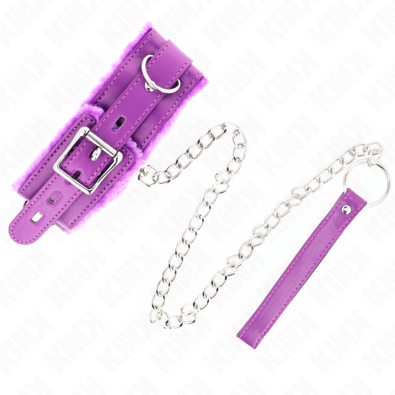 KINK - Halsband mit Leine 65 cm mit Einschränkungen Lila 36-42 cm x 5,5 cm