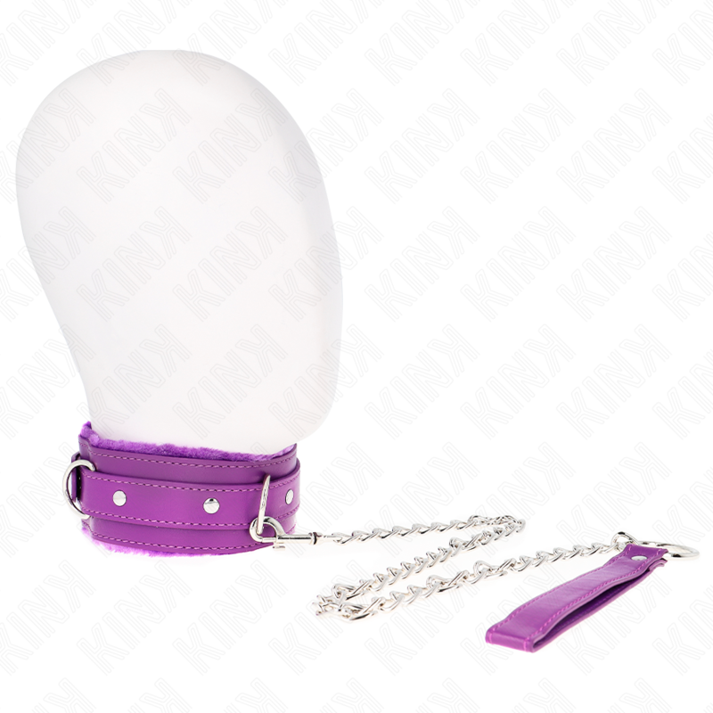 KINK - Halsband mit Leine 65 cm mit Einschränkungen Lila 36-42 cm x 5,5 cm