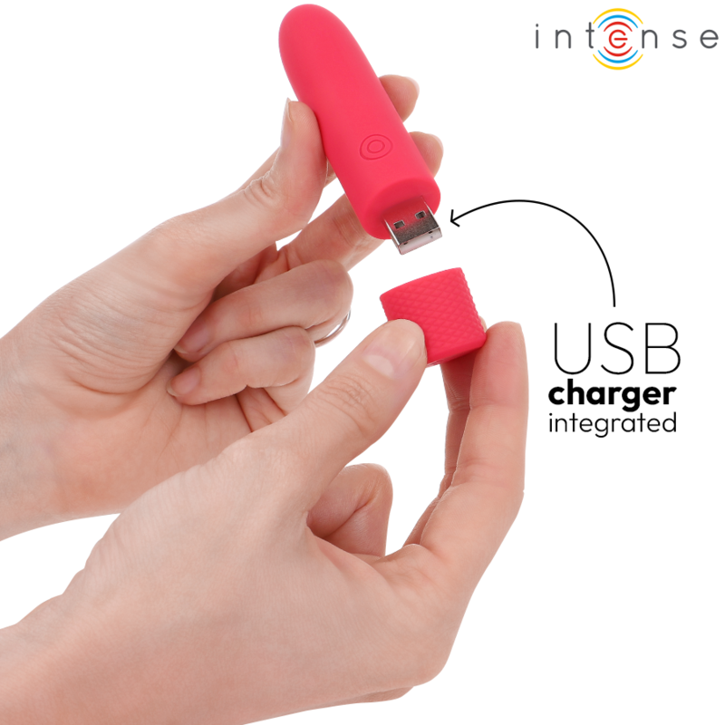 INTENSE - SYMONE USB-wiederaufladbarer Bullet-Vibrator 8 Vibrationen Rot 10 x 2,2 cm